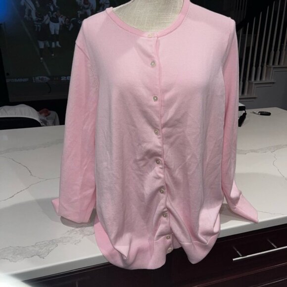 Lands' End Women's Light Pink Button-Up Cardigan 2X - Picture 2 of 6